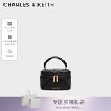 CHARLES&KEITH菱格链条手提斜挎小方包盒子包包女包七夕礼物送女友CK2-80782534 Black黑色 小包