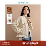 茵曼（INMAN）复古麂皮绒休闲外套2026秋季新款女装高级宽松长袖小个子夹克上衣 浅杏色 XL