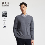雅戈尔【全羊毛】秋冬季新款男士V领毛衣商务休闲上班打底针织衫 VYQW639998FVA藏青色 XL 110c