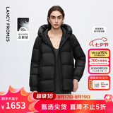 朗姿【朗姿Basic衣橱】轻羽45°云90白鹅绒连帽短款羽绒服冬季新款 黑色 M