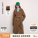 朗姿【Basic衣橱 王楚然同款】朗姿25纯羊毛法式大衣毛呢外套冬季新款 浅咖色 M