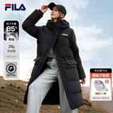 斐乐 斐护科技羽绒服|FILA中长款羽绒服女装秋冬防泼水保暖外套 正黑色-BK S 160/80A