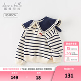 戴维贝拉（DAVE＆BELLA）女童毛衣儿童上衣学院风宝宝衣服小童针织衫秋冬新款小童服饰 蓝白条纹【现货】DB4237399 130 cm（建议身高120-130cm）