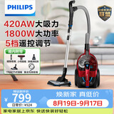 飞利浦（PHILIPS）卧式吸尘器家用清洁机强劲大功率大吸力吸灰吸尘吸螨虫除螨宠物家庭适用FC9735/81