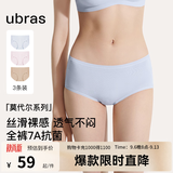 ubras【莫代尔】高弹织带内裤女士抑菌舒适中腰三角裤柔软透气(3条装) 粉末蓝色+浅桃粉色+瓷月几色 3条 S