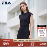 斐乐 斐乐官方女装针织连衣裙2025夏季新款时尚休闲无袖收腰裙子 正黑色-BK S 160/80A/S