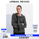 UR冬季新款女装气质系带披肩假两件圆领针织衫UWM950122 冷灰 S