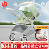 优乐博（ULOP）高景观婴儿车折叠可坐可躺带减震婴儿推车新生儿宝宝双向手推车 婴儿推车可坐可躺遛娃神器-绿