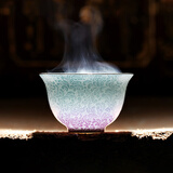 【羲鹤隐尧】羲鹤堂制景德镇陶瓷茶具全手工手绘粉彩描金轧道扒花渐变色单杯 品茗杯功夫茶杯套装泡茶三才碗 奶青渐变紫 75ml