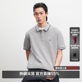 杰克·琼斯（JACK&JONES）26年新款polo衫男士夏季撞色翻领商务休闲刺绣logo短袖T恤男装 浅灰C39 M 175