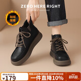 ZHR则则马丁靴女2026冬季新款加绒英伦风短靴女显瘦靴子女K288A黑色37