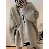 妙奕嘉毛衣女士针织衫外套开衫春秋冬季衣服女装2025新款慵懒风外搭洋气 无扣慵懒毛衣外套【浅卡其】 均码 【建议70-130斤】