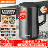 苏泊尔（SUPOR）电水壶 热水壶电热水壶1.5L小容量 304不锈钢双层防烫全钢无缝开水壶 SW-15J626