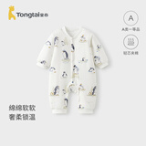 童泰（TONGTAI）婴儿连体衣秋冬季纯棉男女宝宝衣服新生儿夹棉哈衣爬服睡衣 灰色（对开款） 80cm (建议11-18月身高73-83cm)