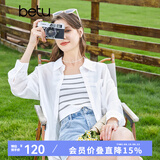 百图betu女装秋季新款衬衫百搭薄款口袋设计长袖衬衫女2307T44 白色 L