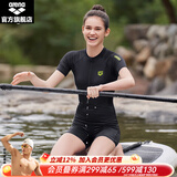 阿瑞娜（arena）女士泳衣连体泳衣女显瘦遮肚女保守防晒潜水专业泳衣温泉游泳衣 黑色-(LCN4221W)-半袖平角泳衣 M