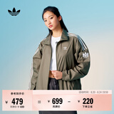 adidas复古风休闲梭织立领夹克外套男女秋季阿迪达斯官方三叶草   岩层橄榄绿   L