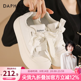 达芙妮官方厚底小白鞋女2026爆款女鞋软萌大头鞋子女休闲百搭帆布鞋女 云朵白【粗跟带-5cm显高厚底】 35