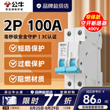 公牛（BULL）空气开关2P3P小型家用空开电闸过载保护断路器开关插座面板双极 2P 100A空开【升级窄体】