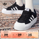 adidas NIZZA PLATFORM厚底增高运动帆布鞋女阿迪达斯三叶草 一号黑/白   39