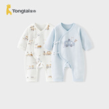 童泰（TONGTAI）婴儿连体衣春秋季纯棉新生儿衣服初生宝宝蝴蝶哈衣爬服蓝色80cm