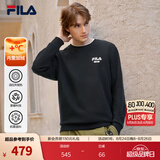 斐乐（FILA）男子套头运动卫衣秋季时尚休闲简约圆领套头衫保暖长袖上衣男装 【加绒版】正黑色-BK M