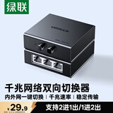 绿联RJ45网络切换器 二进一出/一进二出内网外网自由切换 免插拔 电脑网络共享切换器 55472