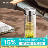 万象（WANXIANG）双层玻璃杯V48RL便携泡茶杯钛银色商务办公礼盒装带茶漏玻璃水杯