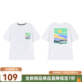 NAUTICA【SKIN丝光棉】NAUTICA童装男童女童短袖T恤夏季儿童半袖透气上衣 白色 150