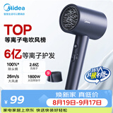 美的（Midea）6亿等离子护发电吹风 家用负离子吹风筒1800W大功率快干吹风机FJ308蓝 节日礼物