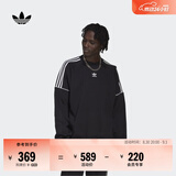 adidas廓形法式毛圈布运动圆领卫衣套头衫男装秋季阿迪达斯三叶草 黑色   3XL