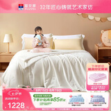 富安娜儿童100%蚕丝被子母被春秋被60s全棉二合一被 10斤230*229cm
