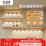 公牛（BULL）感应猫眼橱柜灯磁吸充电山丘光效展柜玄关氛围小夜灯 银112cm三色