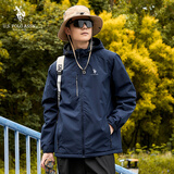 U.S. POLO ASSN.夹克男连帽透气情侣冲锋衣加绒加厚棉服外套男棉衣上衣藏蓝4XL