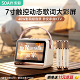 索爱（soaiy）GC520Pro+悬浮歌词蓝牙音箱K歌麦克风音响一体无线喇叭话筒儿童户外家庭用ktv男女唱歌毕业礼物 白
