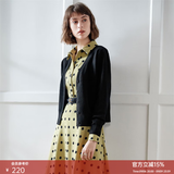 颜域V领开衫外套女士针织衫通勤百搭2023年秋季新款纯色显瘦外搭 黑色 S/36