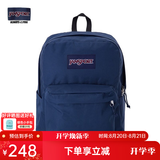 JANSPORT杰斯伯书包轻便双肩包男女旅行包简约背包电脑包学生校园 4QUE003海军蓝/藏青色-侧袋+隔层