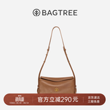 BAGTREE【朱珠同款】包包树奶盒包女包植鞣皮单肩斜挎腋下通勤Hobo枕头包 烤棕色-小号【双磁吸款】 高级小众