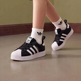 阿迪达斯（adidas）童鞋春秋款男女小大童经典三叶草弹力鞋带儿童贝壳头运动鞋KK2176