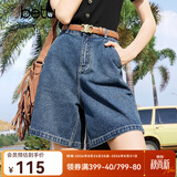 百图betu女装夏季新款牛仔裤高腰百搭显瘦A版牛仔短裤女2403T82 牛仔色 XS