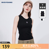 Navigare意大利小帆船圆领针织背心女修身内搭吊带衫显瘦百搭打底衫 暗夜黑 L