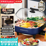荣事达（Royalstar）电火锅钛火锅煮锅多功能家用煎烤涮一体炒菜电锅6L大容量不沾电热锅 RHG-136B8（T）家电