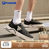 FILA【章昊同款】50-50帆布鞋 | 斐乐潮牌厚底帆布鞋男鞋透气增高板鞋 黑/奶白-BG 41