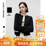 朗姿【Basic衣橱】朗姿25法式毛针织衫开衫外套气质针织上衣秋新款 黑色 S