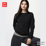 优衣库羊绒圆领针织衫/长袖女装毛衣毛衫479160 09 黑色 M