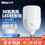 洛林（ROLin）led灯泡大功率家用节能灯泡E27螺口超亮柱形灯泡 30w 白光 6500K