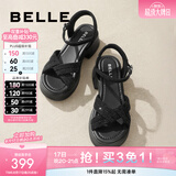 百丽（Belle）满钻条带繁星休闲凉鞋女商场款厚底凉鞋A9S2DBL4 黑色 39 (245mm)