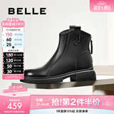 百丽（Belle）舒适瘦瘦休闲靴女冬季新款款商场同款羊皮复古靴B7E1DDD5 黑色-单里 37 (235mm)