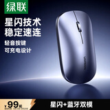 绿联星闪鼠标 无线蓝牙轻音鼠标 适配华为Mate苹果Mac笔记本平板台式电脑 轻薄便携办公Type-C充电鼠标