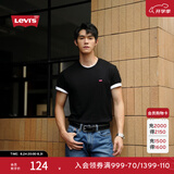 Levi's李维斯情侣同款美式复古简约休闲时尚宽松LOGO印花短袖T恤 黑色 002U3-0001 M